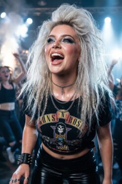 Rock Star Blonde in Guns N' Roses Crop Top