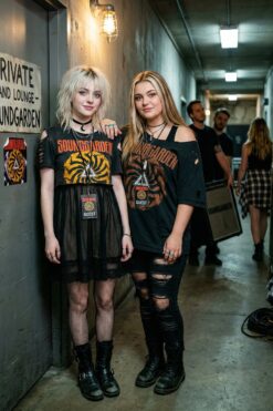 Two Young Women Backstage at Rock Concert