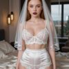 Redhead Bride in Lace Lingerie Boudoir