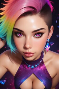 Cyberpunk Rainbow Mohawk Fantasy Portrait