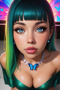 Neon Butterfly Glamour Girl in Green Sequin Dress